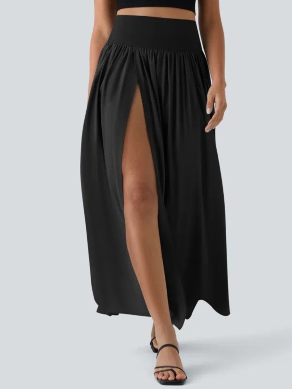 HALARA Black Maxi Skirt with Wide Elastic Waistband